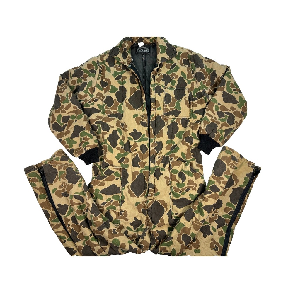 Vintage Duck Camo Hunting Suit 34x29 All Weather Outerwear USA Insulated Distres